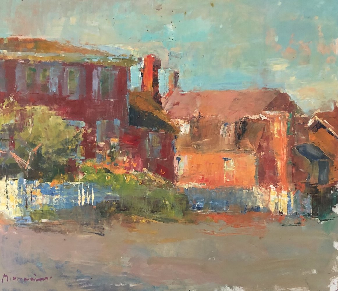 On The Road, Plein Air Oil Painting by Mary Giammarino
