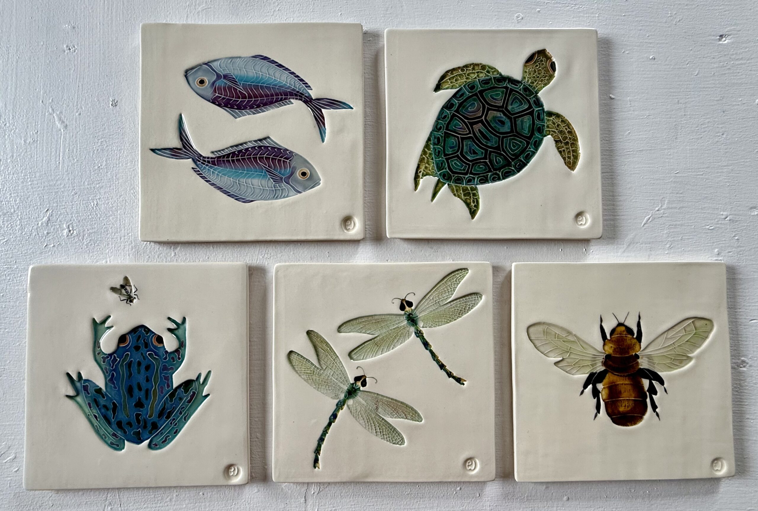 OTW_26_Pat_Warwick Set of 5 Ceramic Tiles by Pat Warwick